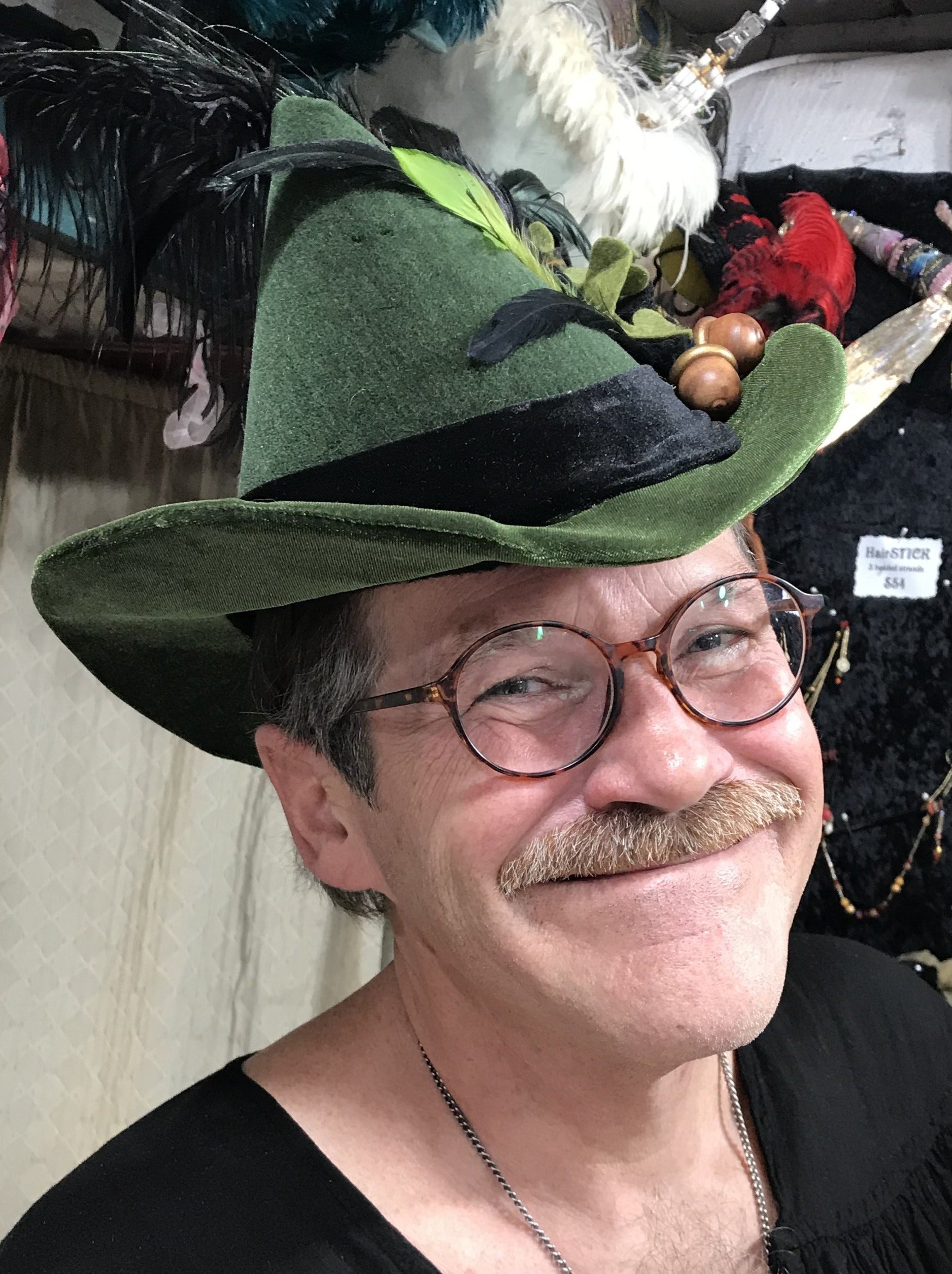 Eric Heath wearing an Alewife Hat for men, built by Debra Hathaway of Dragon Wings LLC at the Maryland Renaissance Festival